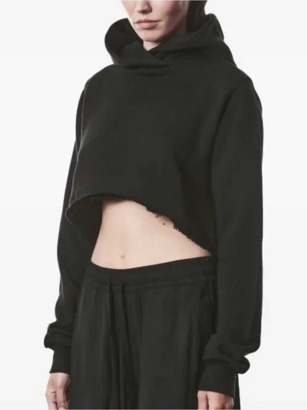 thom/krom Black Cropped Hoodie